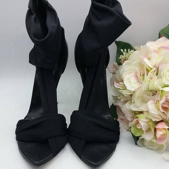 Versace Black Pointed Toe Stiletto Heel Sandals